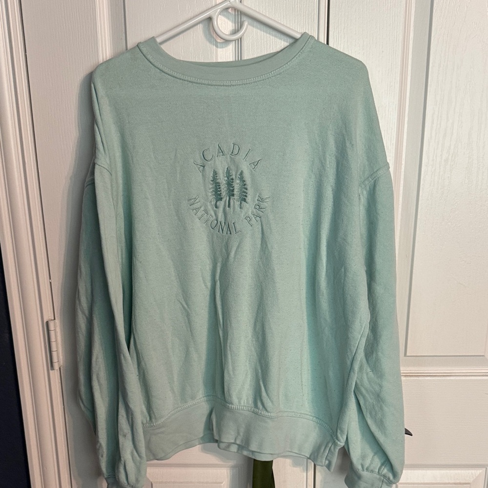 Acadia National Park Light Green Crew Neck Sweater